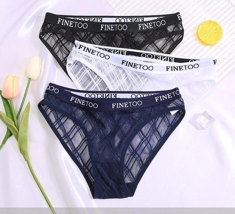 Calcinha de Renda transparente Kit 3PCS