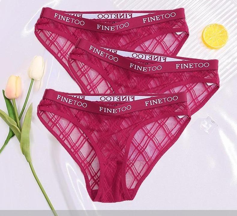 Calcinha de Renda transparente Kit 3PCS