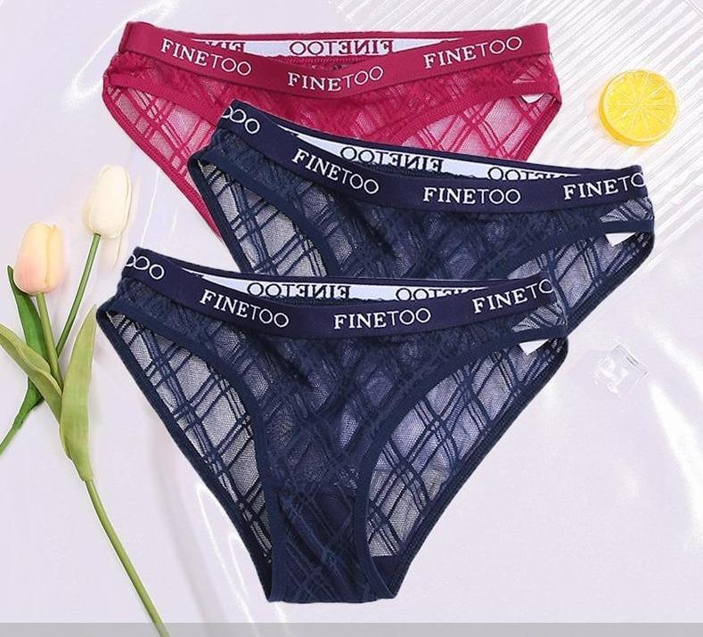 Calcinha de Renda transparente Kit 3PCS