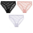 Calcinha De Renda Floral Transparente Kit 3pcs