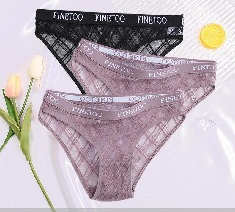Calcinha de Renda transparente Kit 3PCS